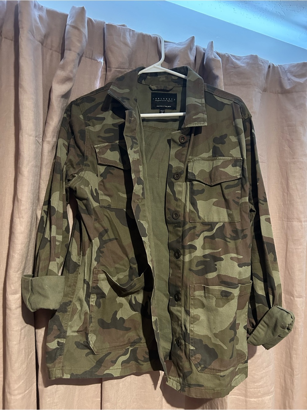 Sanctuary Women's Olive Green Camo Utility Jacket